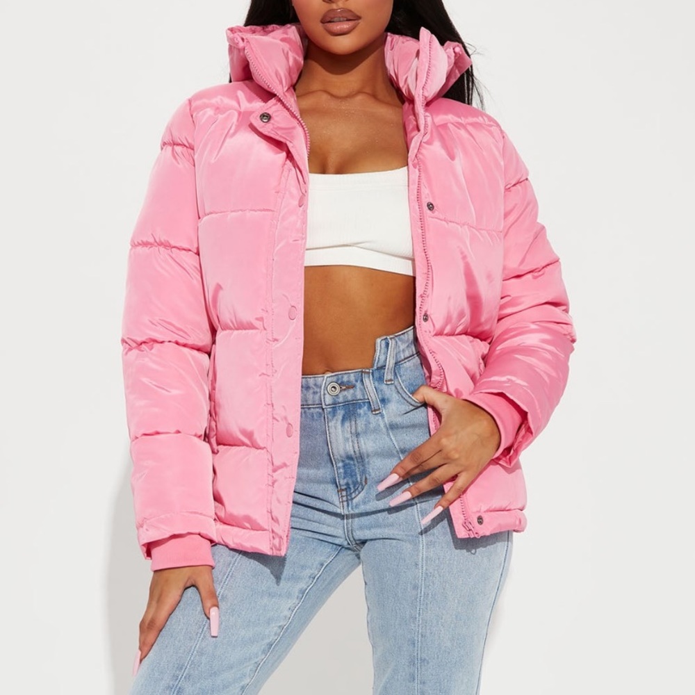 Pink puffer jacket